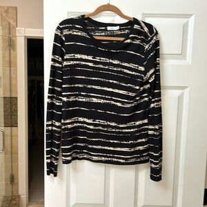 Vince long sleeve black and cream striped top. Size small